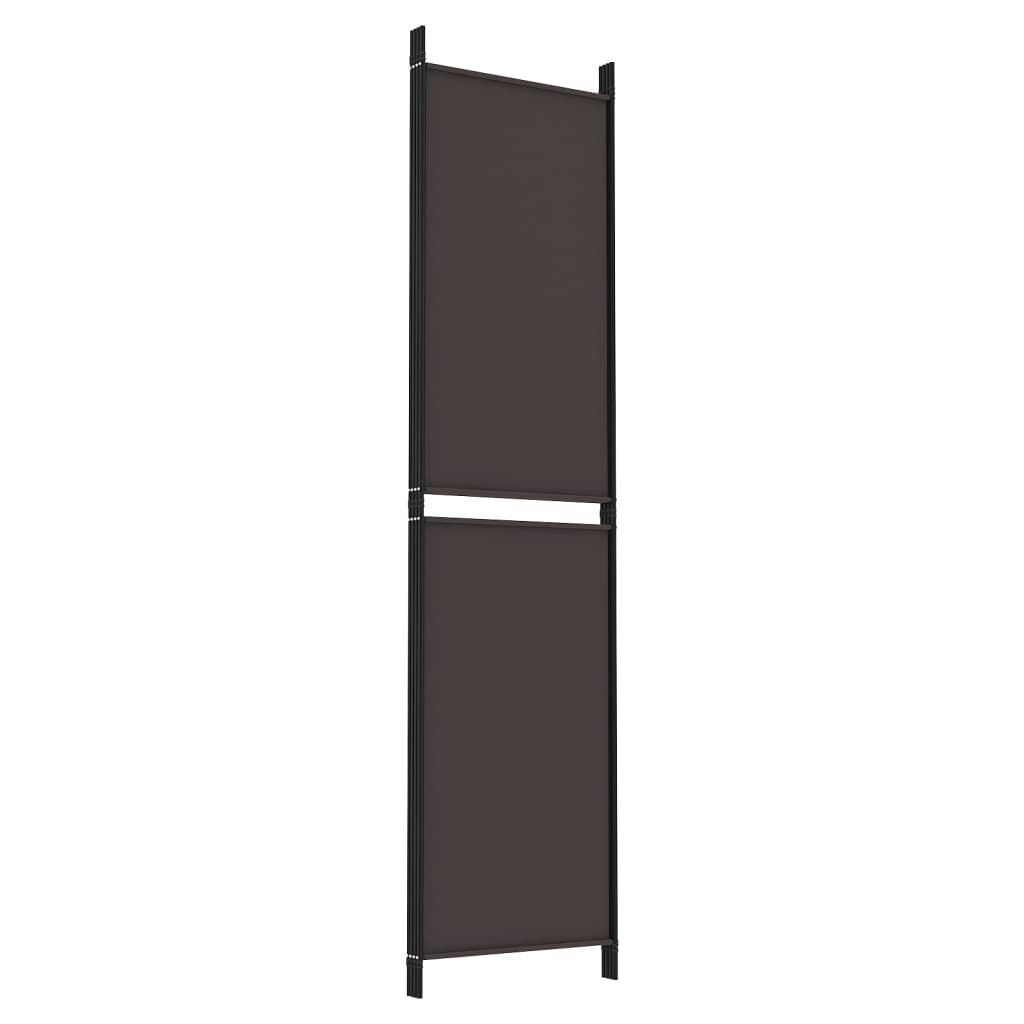 Romdeler med 4 paneler brun 200x200 cm stoff
