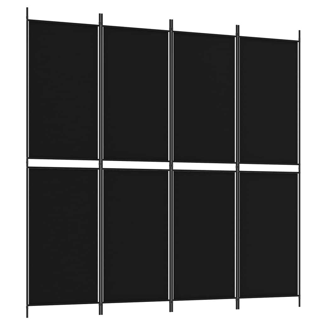 Romdeler 4 paneler svart 200x200 cm stoff vidaXL