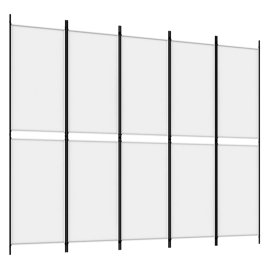 Romdeler med 5 paneler hvit 250x200 cm stoff