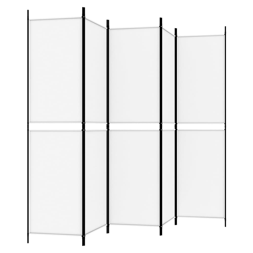 Romdeler med 5 paneler hvit 250x200 cm stoff