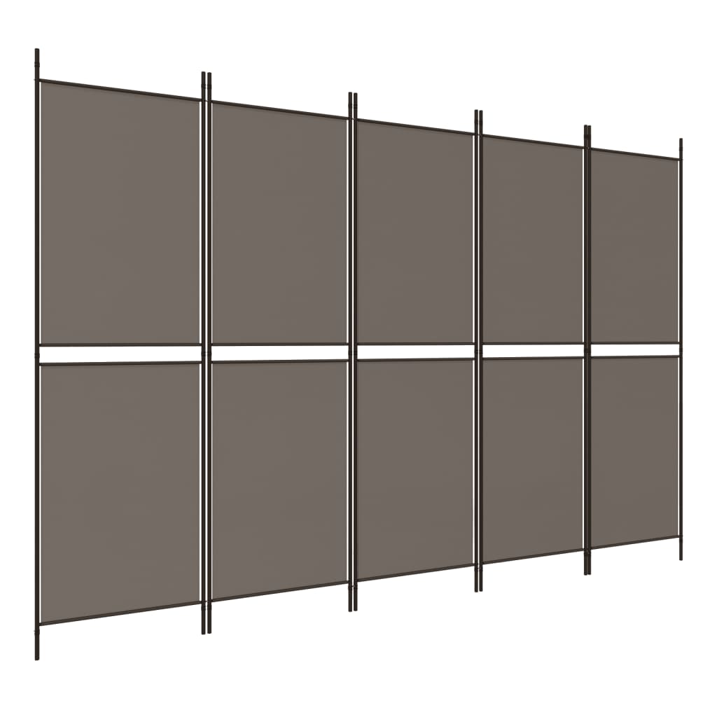 Romdeler med 5 paneler antrasitt 250x200 cm stoff