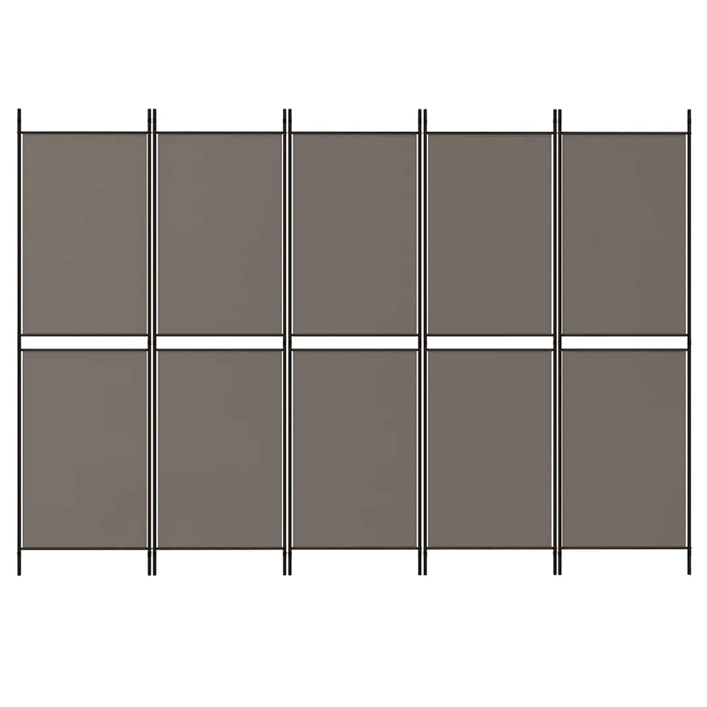 Romdeler med 5 paneler antrasitt 250x200 cm stoff