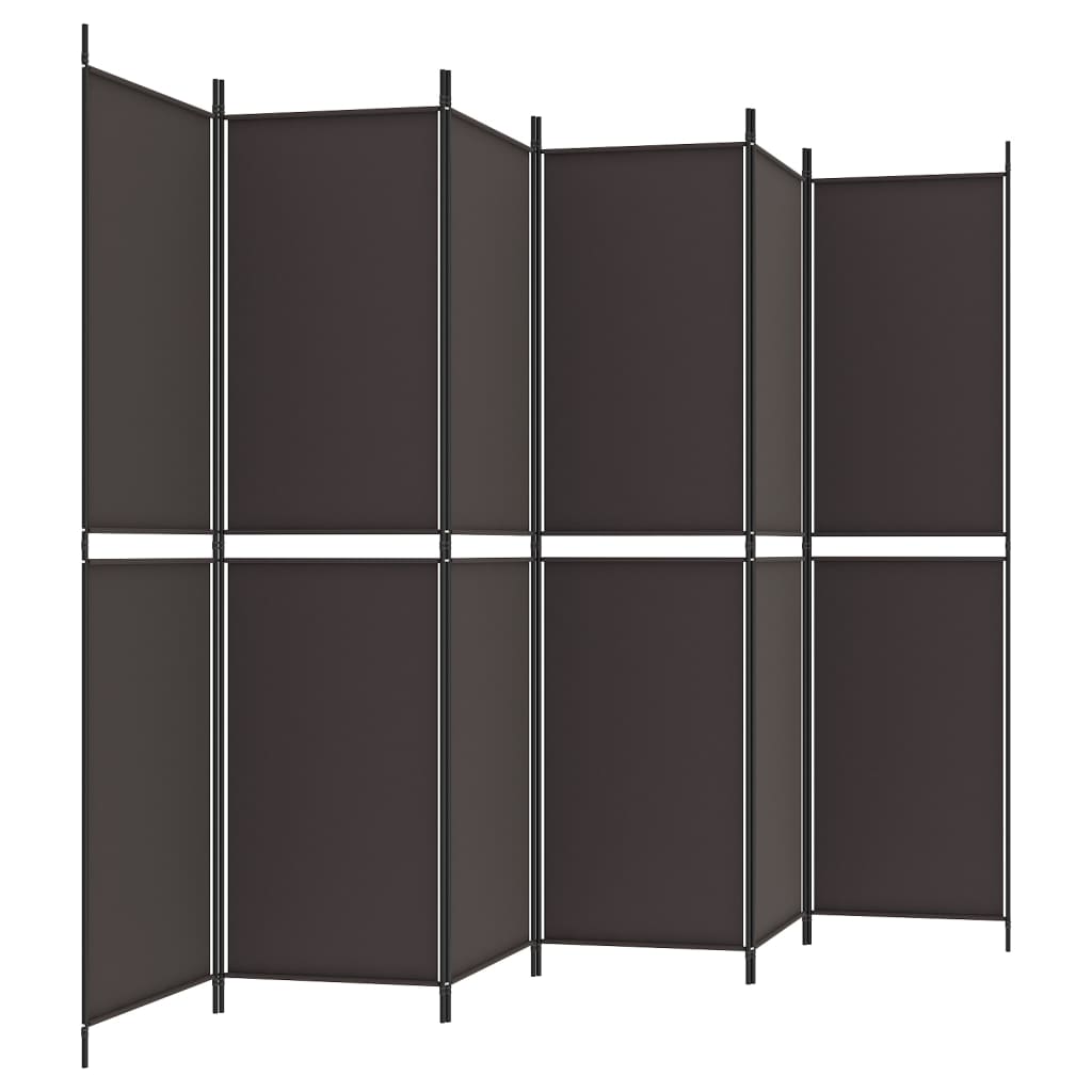 Romdeler 6 paneler brun 300x200 cm stoff