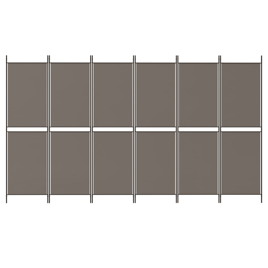 Romdeler med 6 paneler antrasitt 300x200 cm stoff