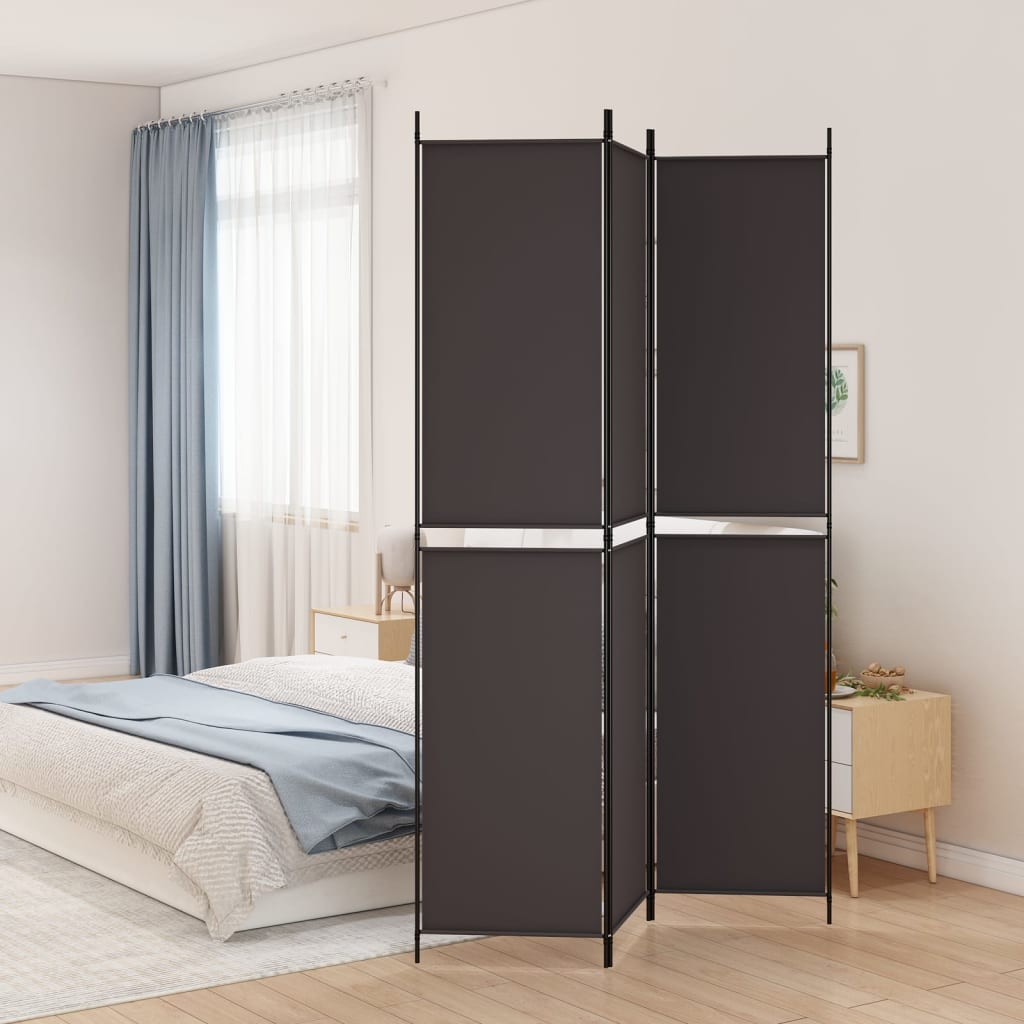 Romdeler 3 paneler brun 150x220 cm stoff