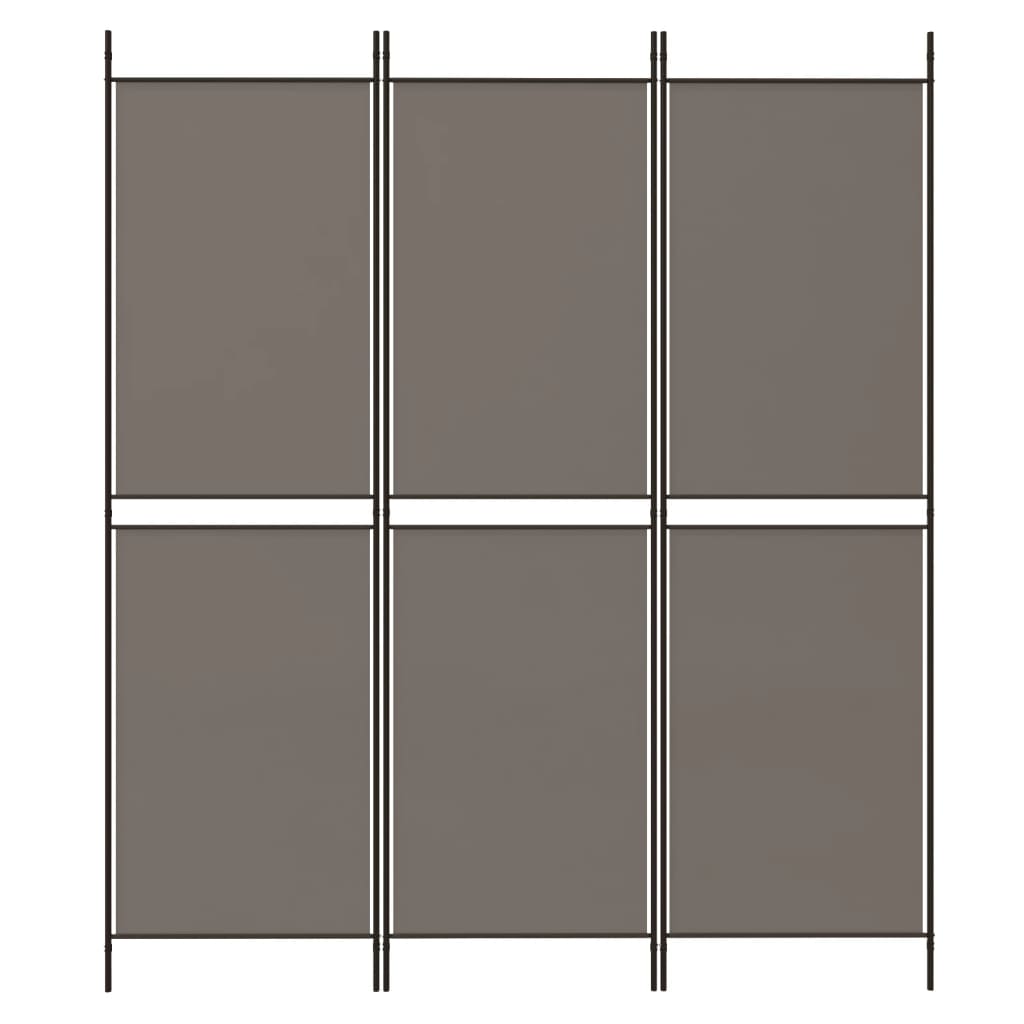 Romdeler 3 paneler antrasitt 150x220 cm stoff