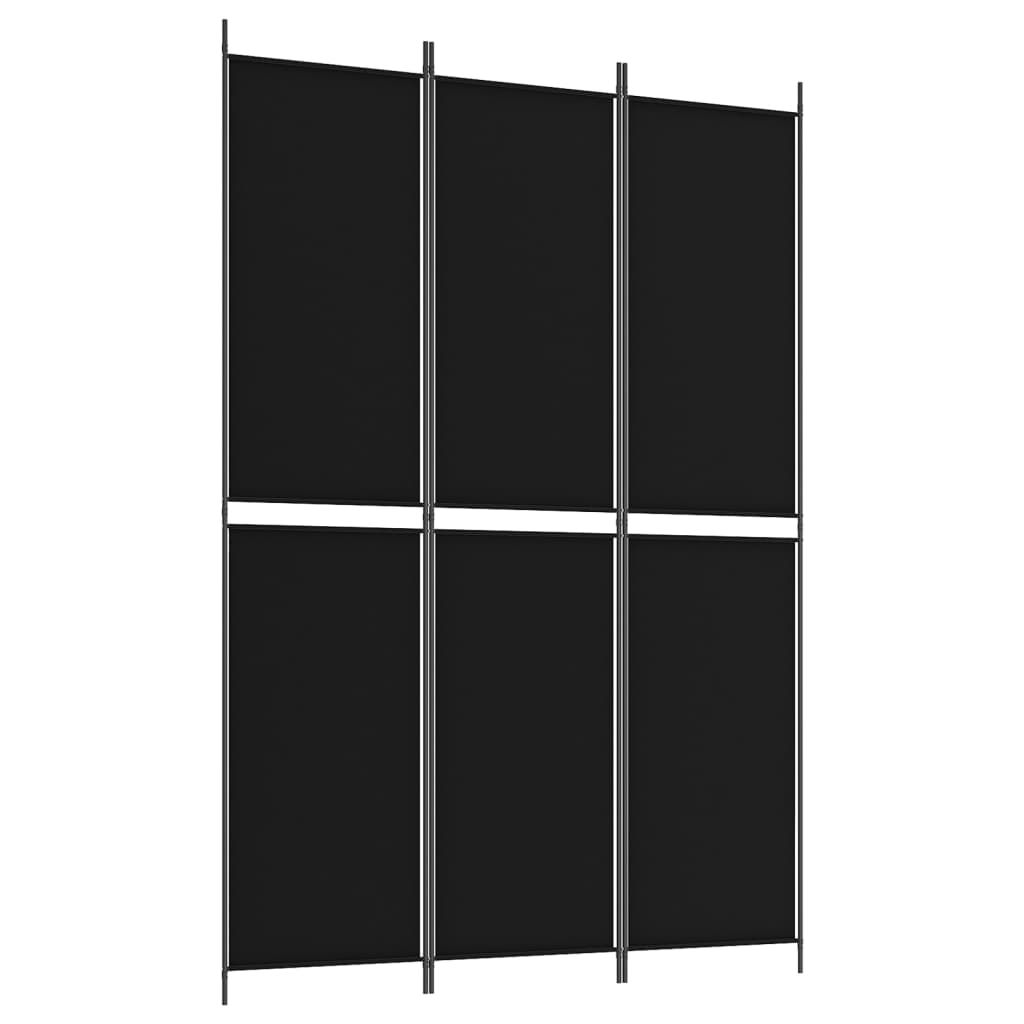 Romdeler 3 paneler svart 150x220 cm stoff