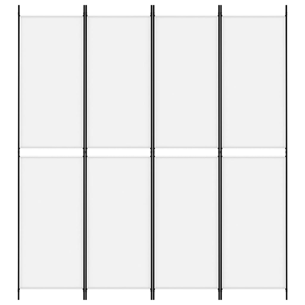 Romdeler 4 paneler hvit 200x220 cm stoff