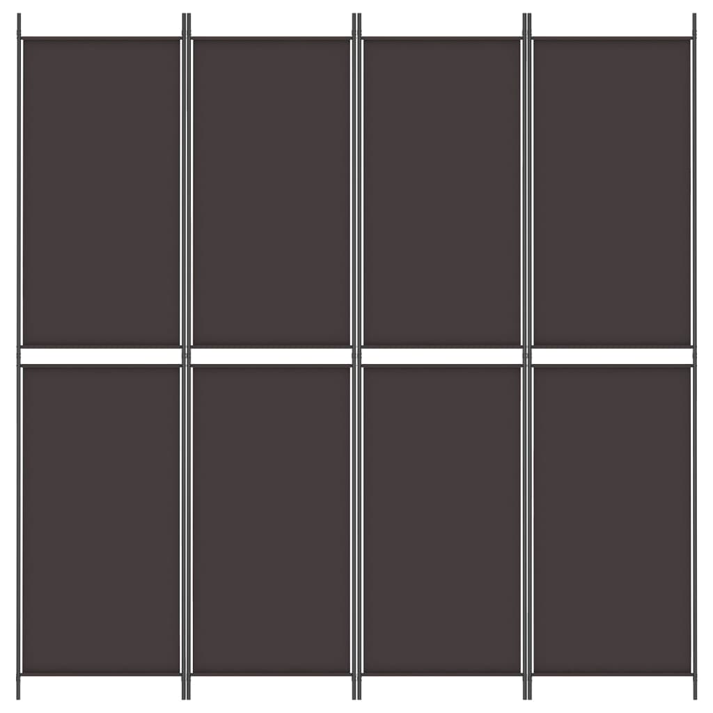Romdeler med 4 paneler brun 200x220 cm stoff