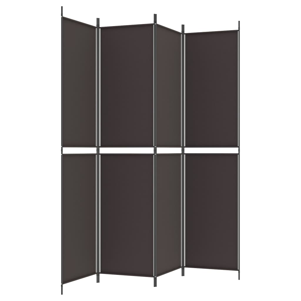 Romdeler med 4 paneler brun 200x220 cm stoff
