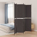 Romdeler med 4 paneler brun 200x220 cm stoff