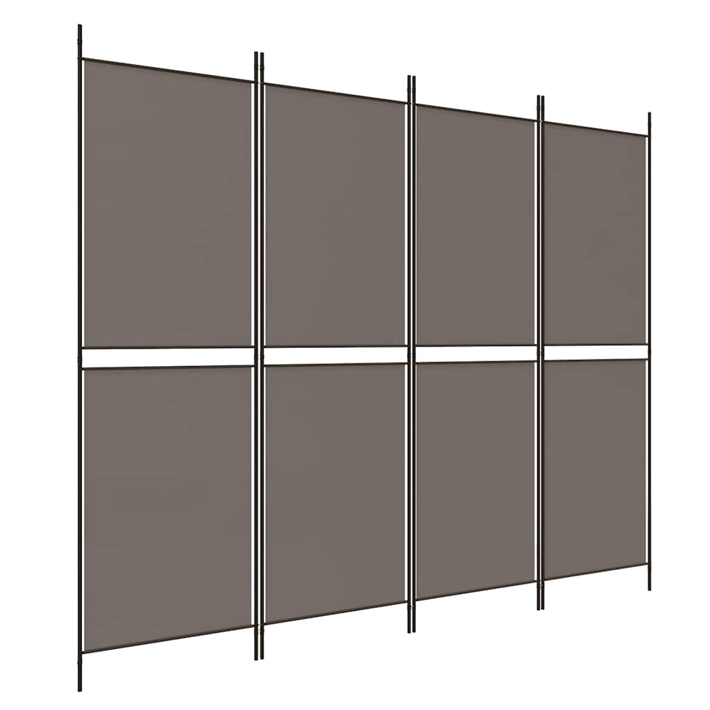 Romdeler 4 paneler antrasitt 200x220 cm stoff vidaXL
