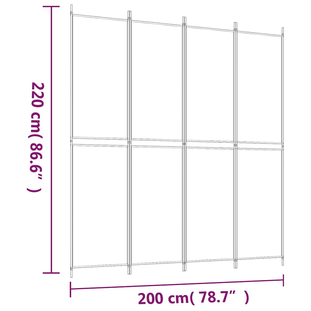 Romdeler 4 paneler antrasitt 200x220 cm stoff vidaXL