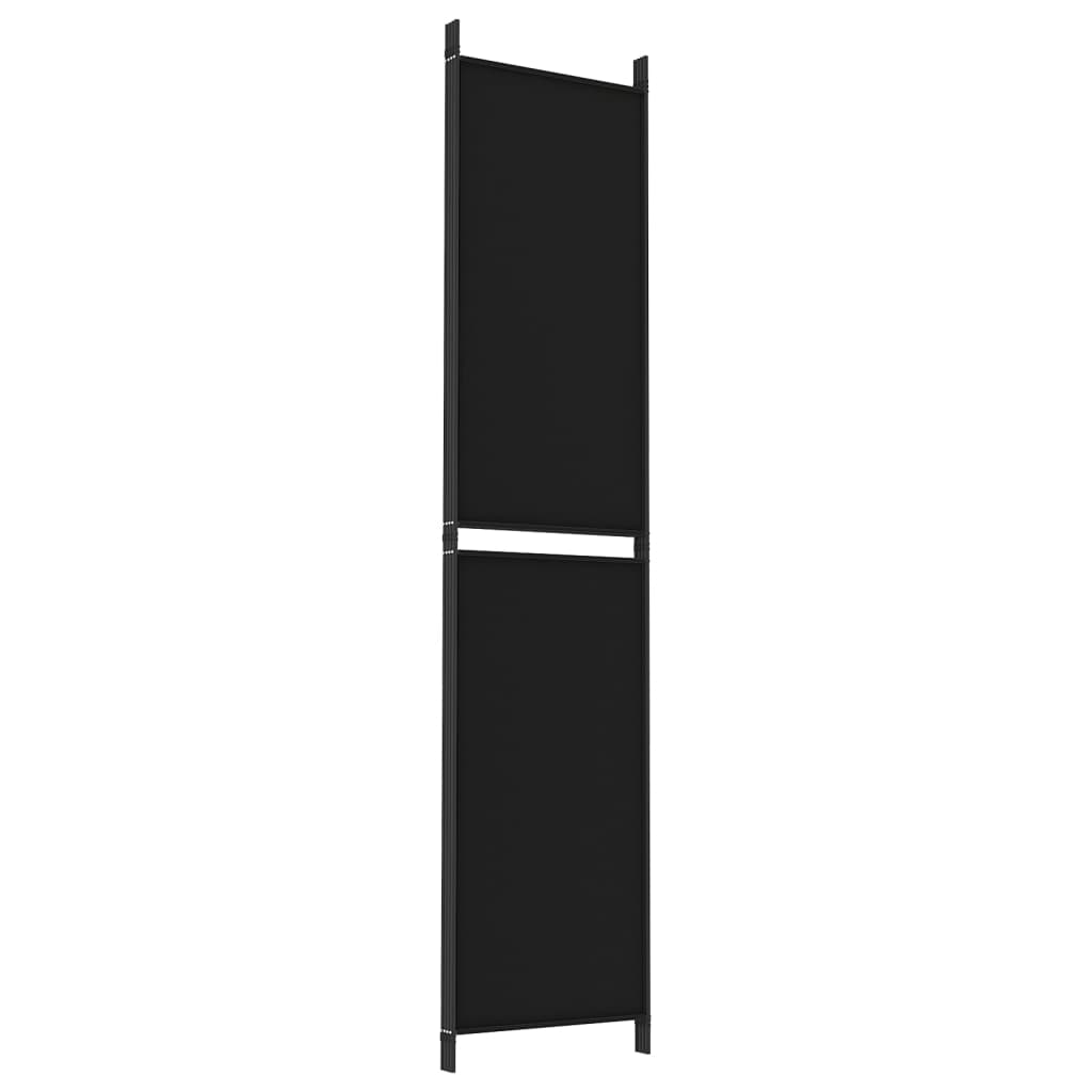 Romdeler 4 paneler svart 200x220 cm stoff