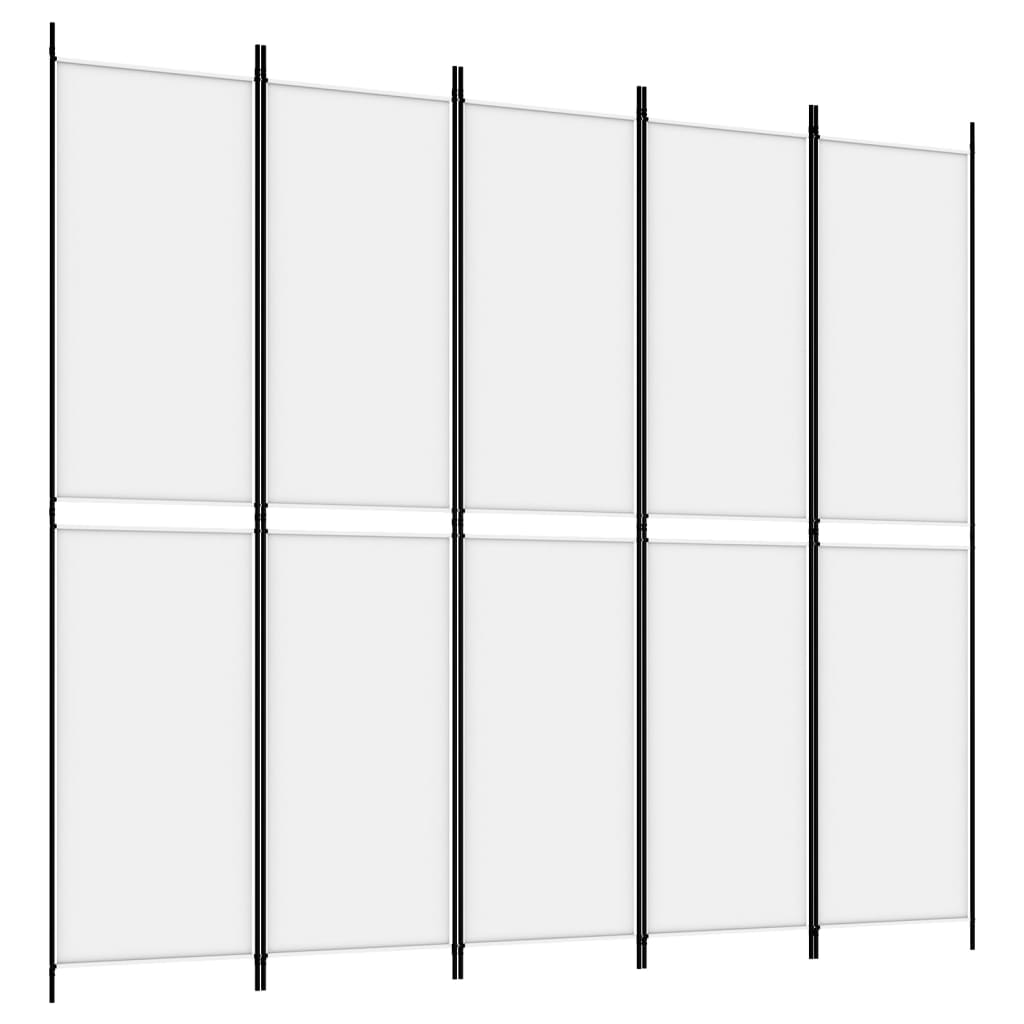 Romdeler med 5 paneler hvit 250x220 cm stoff