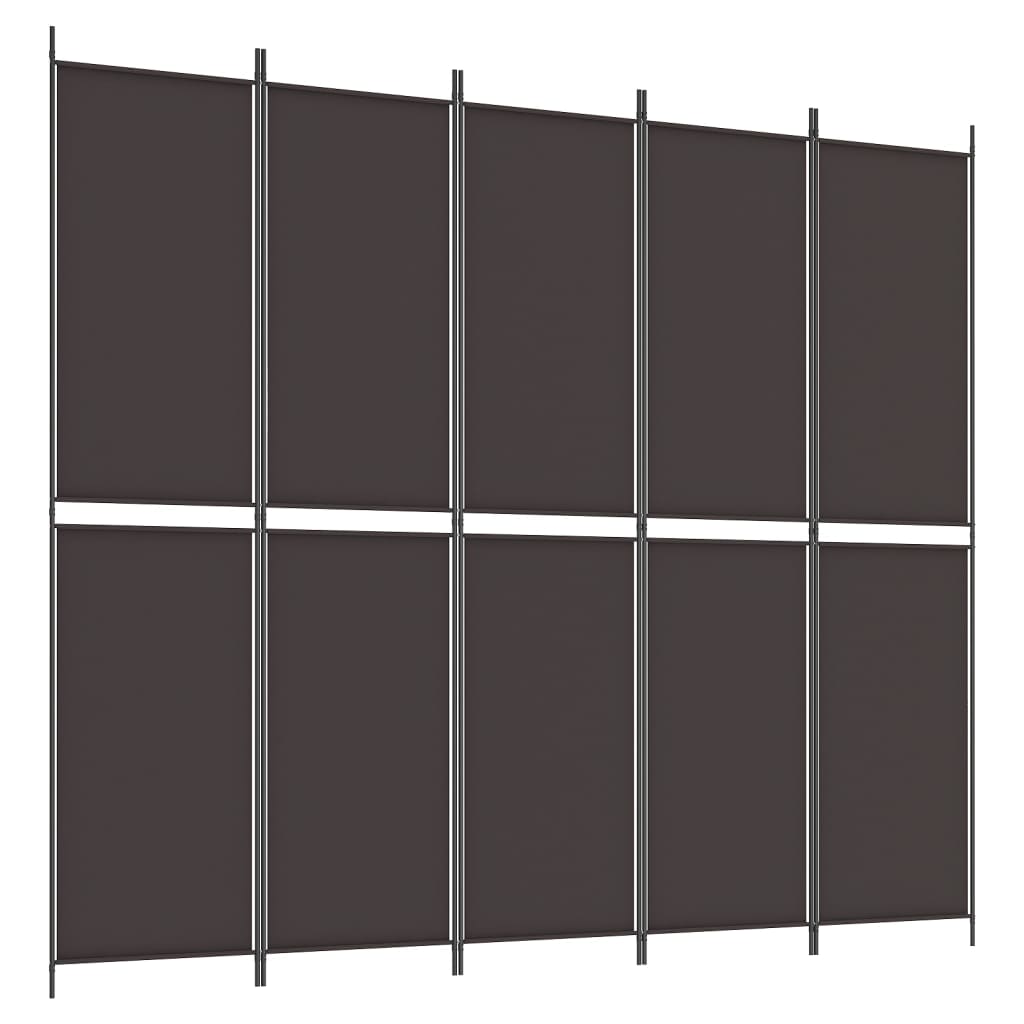 Romdeler 5 paneler brun 250x220 cm stoff