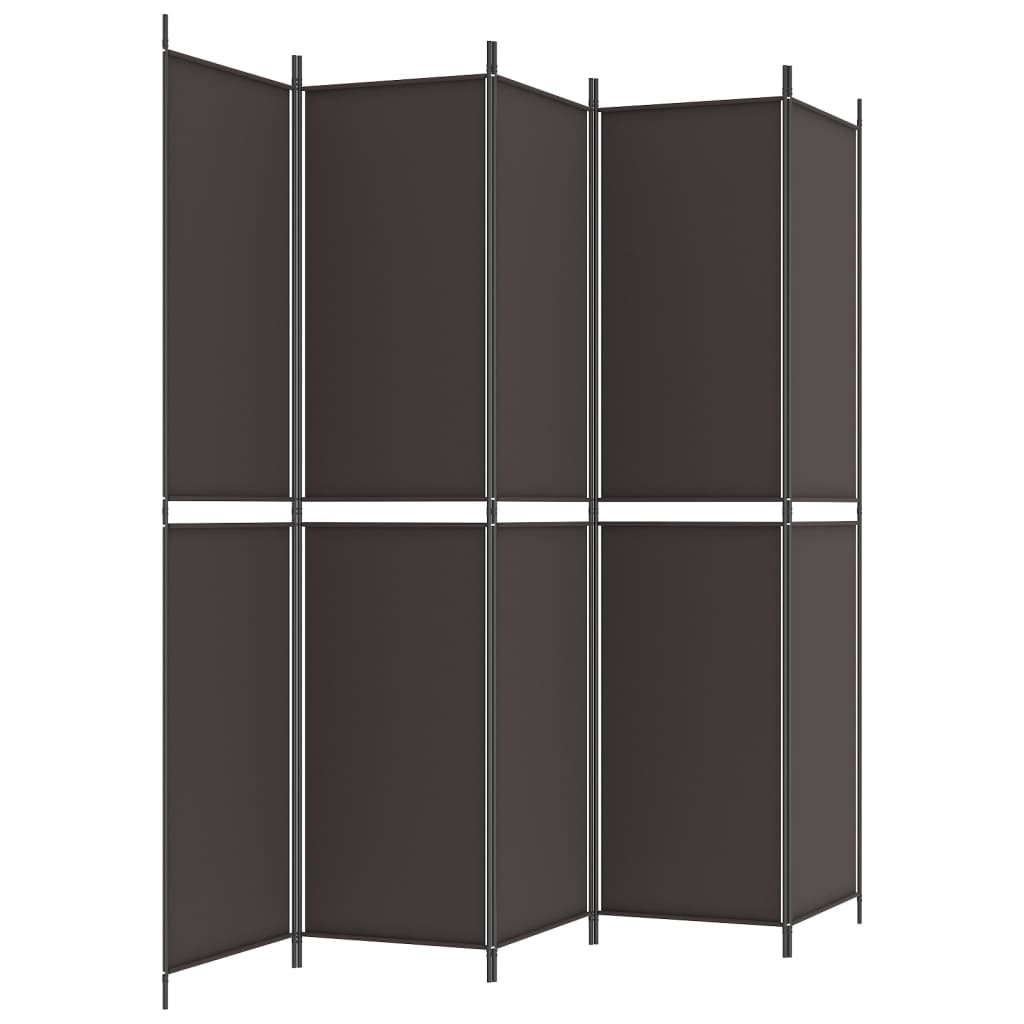 Romdeler 5 paneler brun 250x220 cm stoff