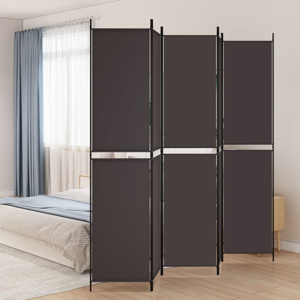 Romdeler 5 paneler brun 250x220 cm stoff
