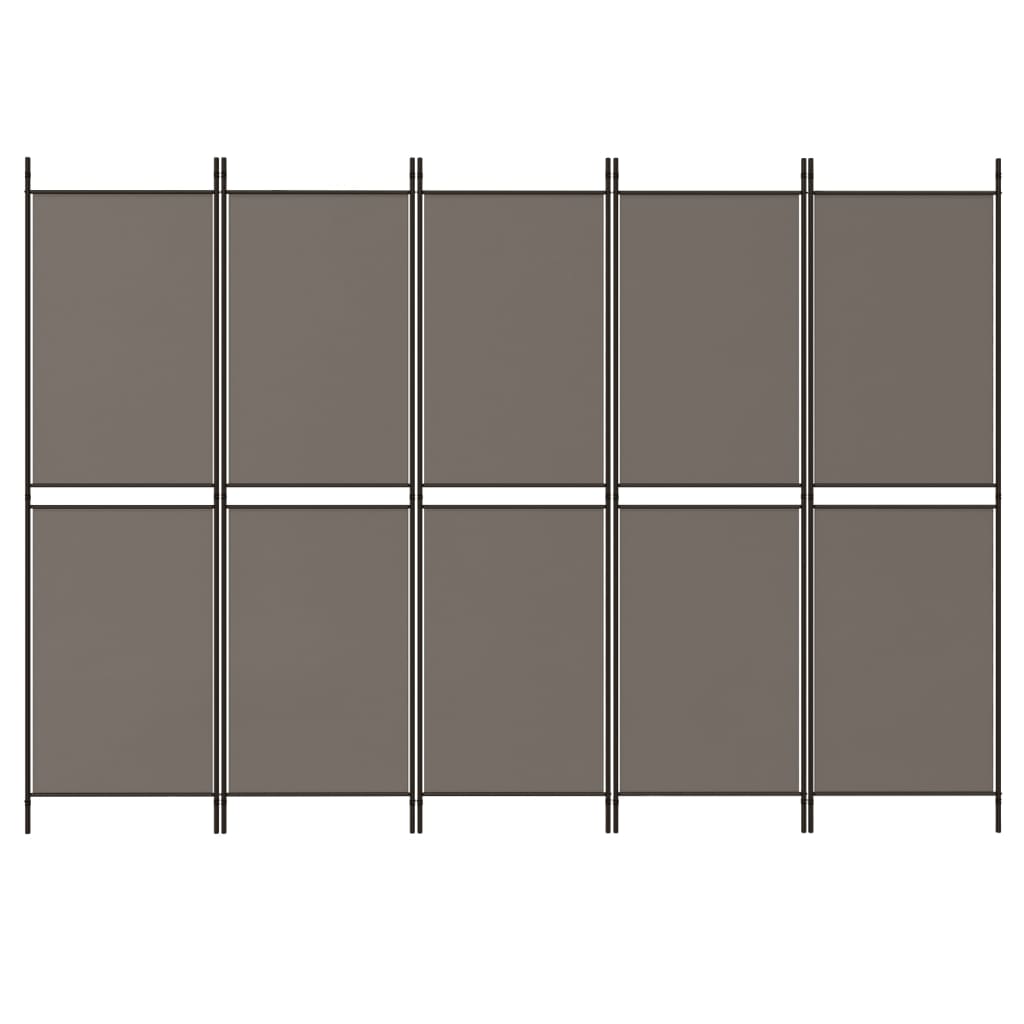Romdeler med 5 paneler antrasitt 250x220 cm stoff vidaXL