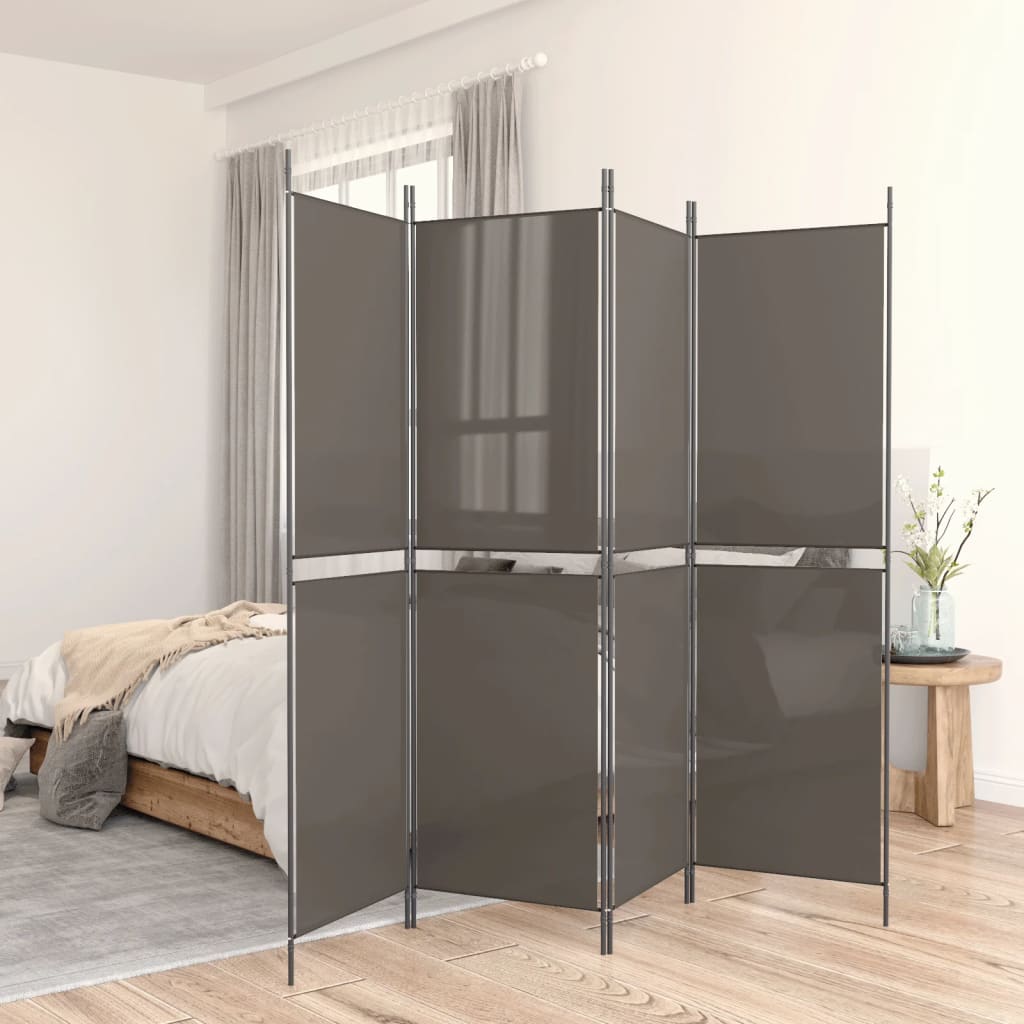 Romdeler med 5 paneler antrasitt 250x220 cm stoff vidaXL