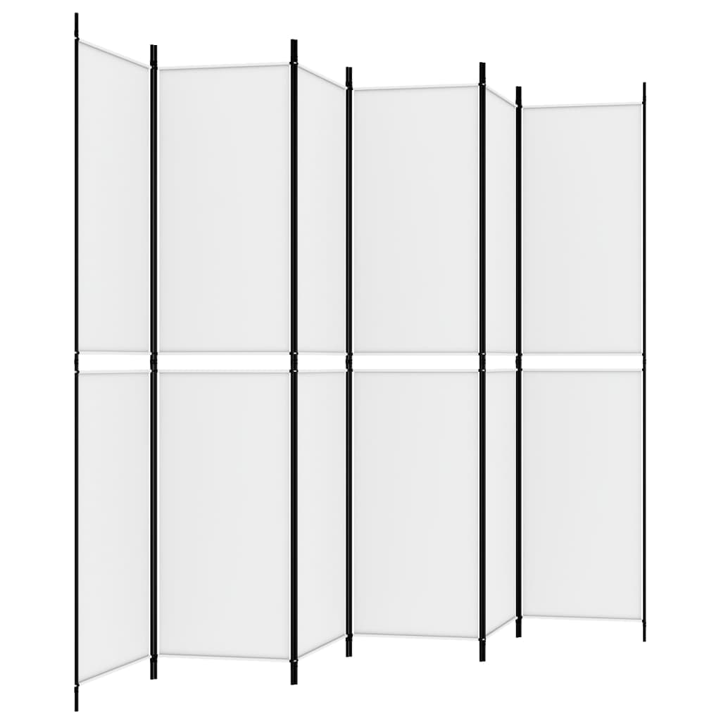 Romdeler 6 paneler hvit 300x220 cm stoff