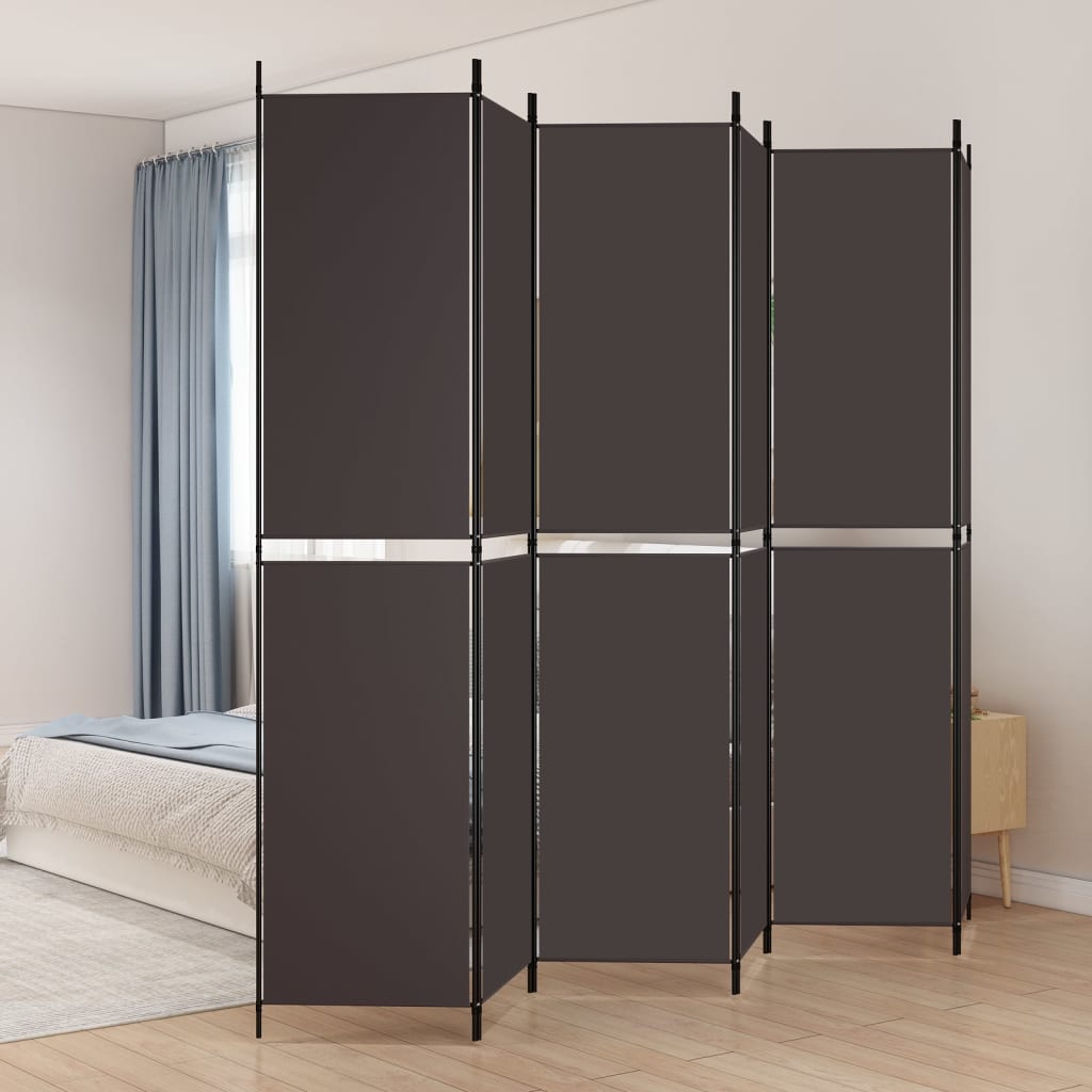 Romdeler 6 paneler brun 300x220 cm stoff