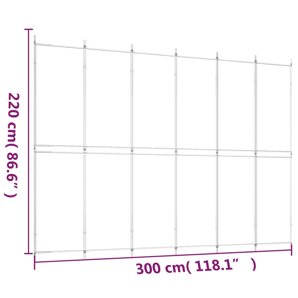 Romdeler med 6 paneler antrasitt 300x220 cm stoff vidaXL
