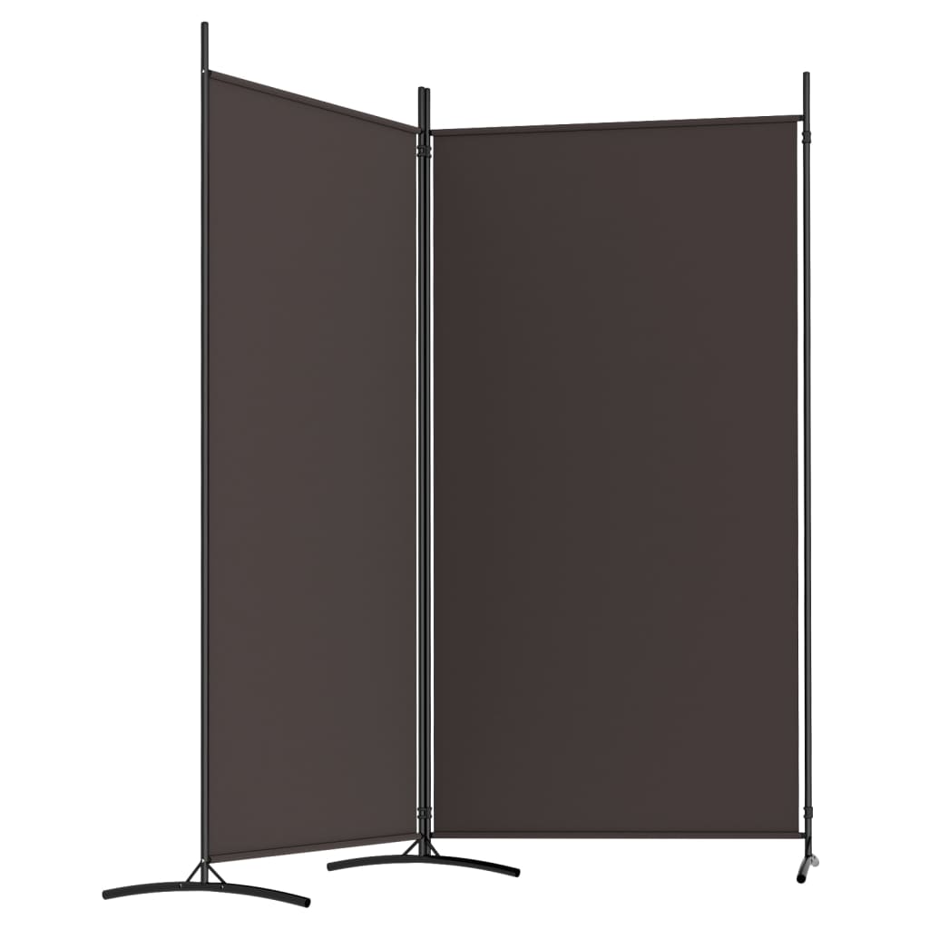 Romdeler med 2 paneler brun 175x180 cm stoff