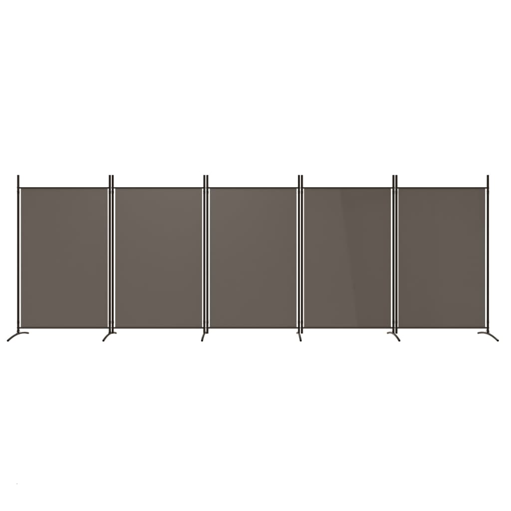 Romdeler med 5 paneler antrasitt 433x180 cm stoff