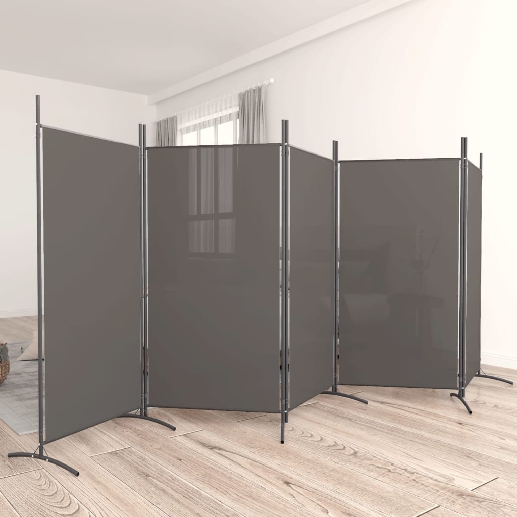 Romdeler med 5 paneler antrasitt 433x180 cm stoff