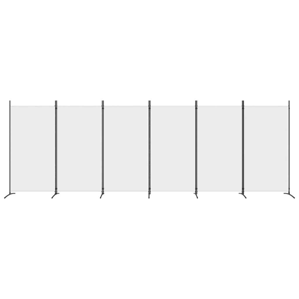 Romdeler med 6 paneler hvit 520x180 cm stoff