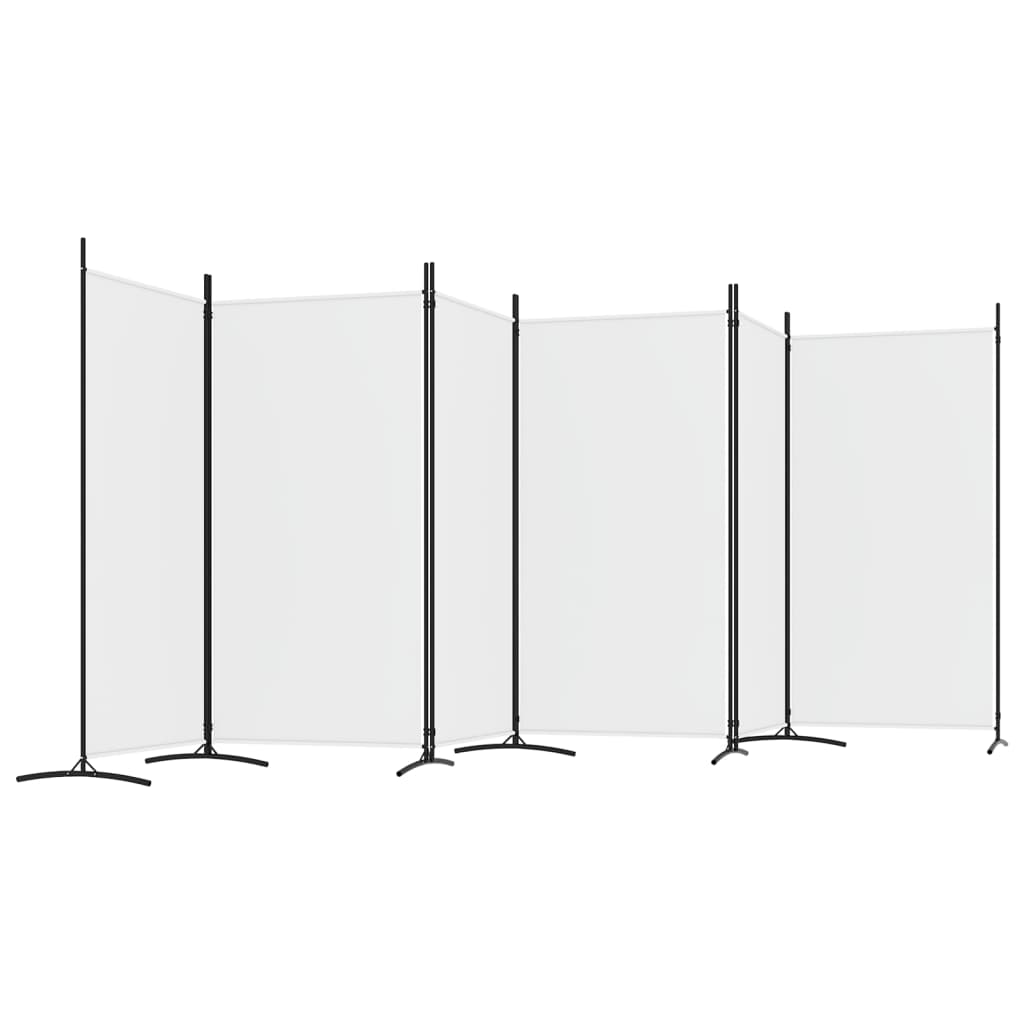 Romdeler med 6 paneler hvit 520x180 cm stoff