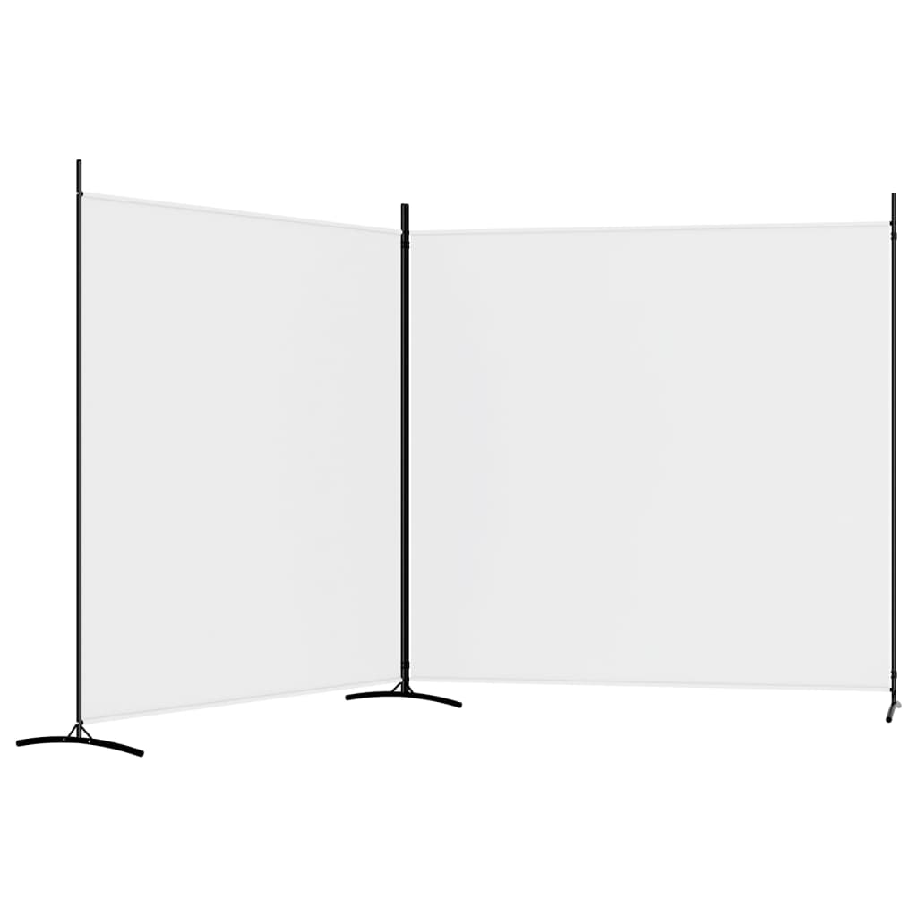 Romdeler med 2 paneler hvit 348x180 cm stoff