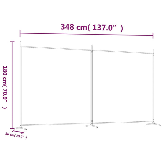 Romdeler med 2 paneler brun 348x180 cm stoff