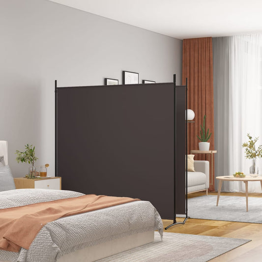 Romdeler med 2 paneler brun 348x180 cm stoff