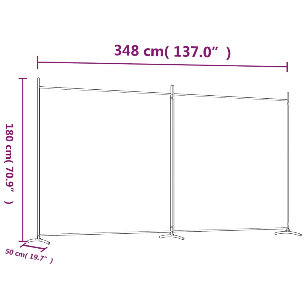 Romdeler med 2 paneler antrasitt 348x180 cm stoff