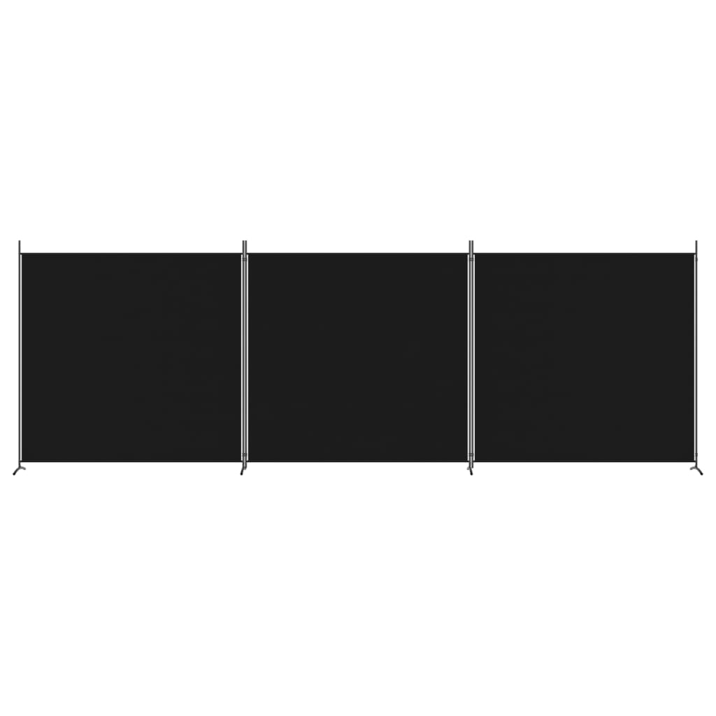 Romdeler 3 paneler svart 525x180 cm stoff