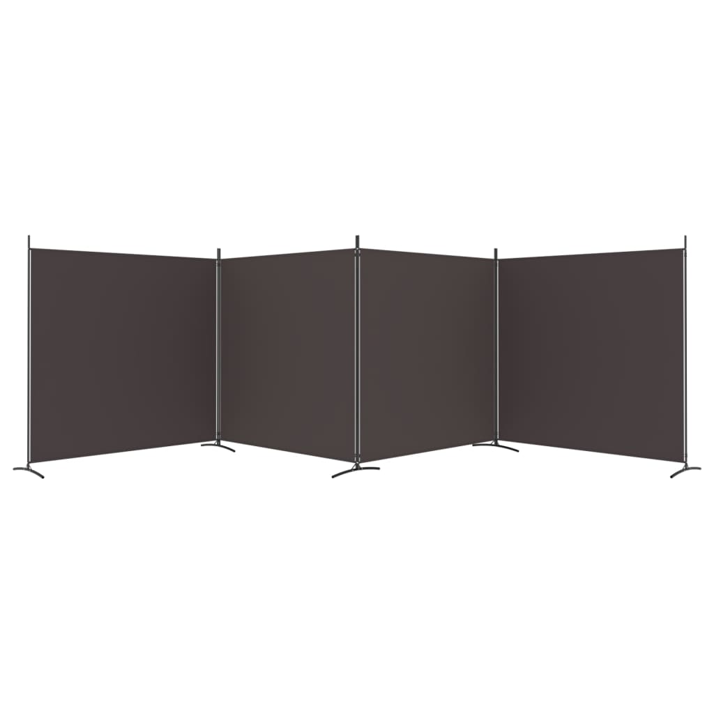Romdeler med 4 paneler brun 698x180 cm stoff
