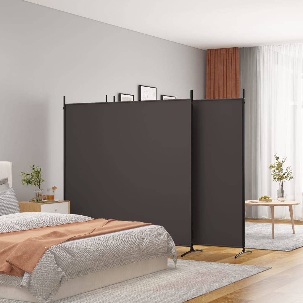 Romdeler med 4 paneler brun 698x180 cm stoff