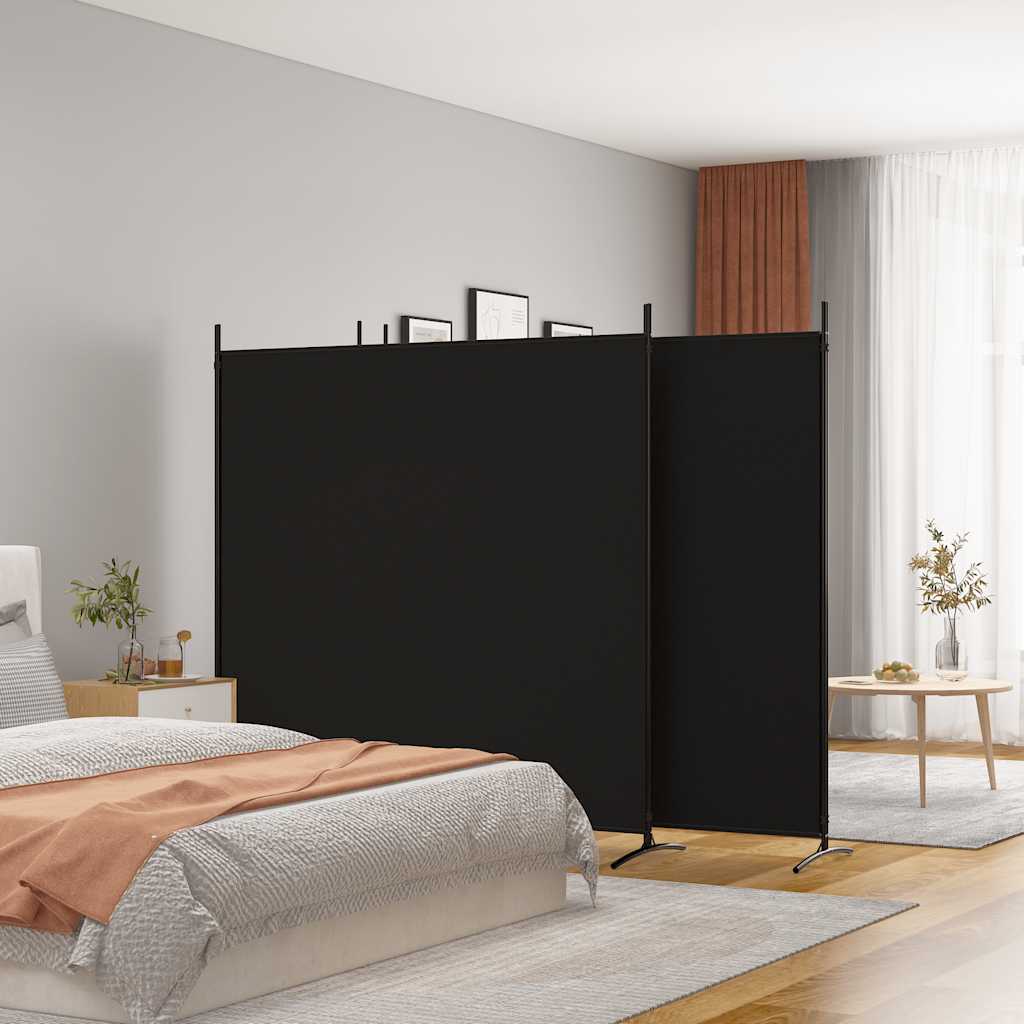 Romdeler 4 paneler svart 698x180 cm stoff