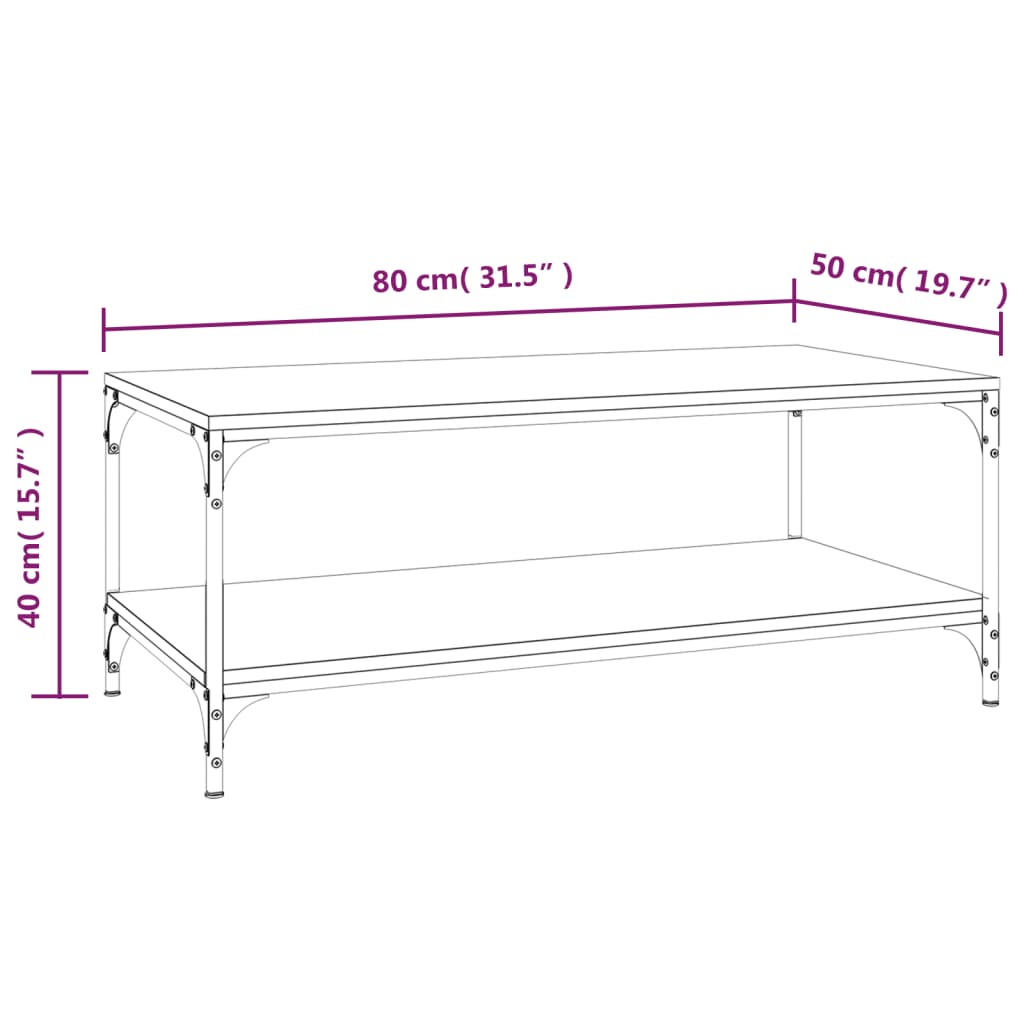 Salongbord sonoma eik 80x50x40 cm konstruert tre