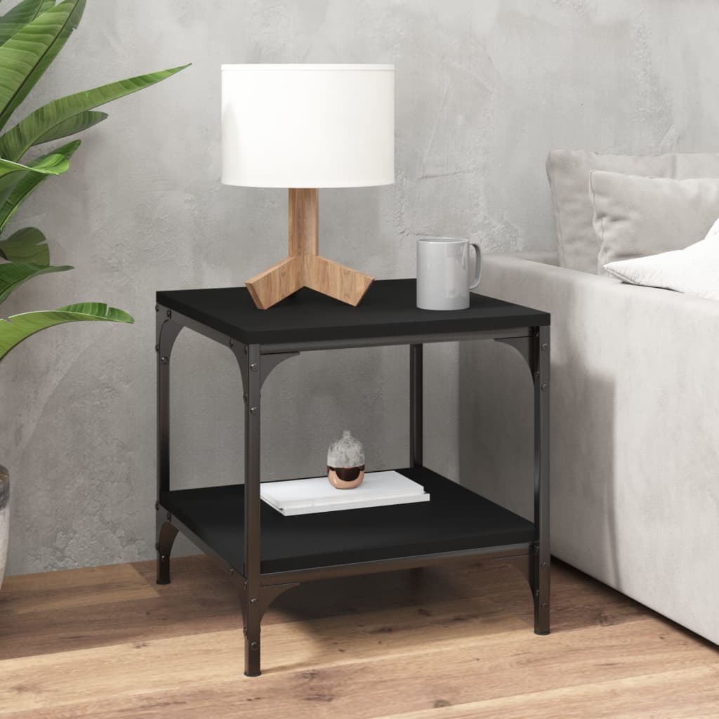 Sidebord 2 stk svart 40x40x40 cm konstruert tre