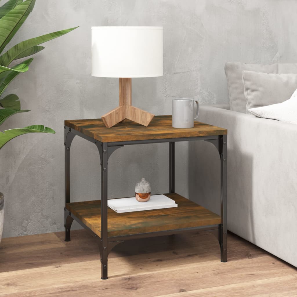 Sidebord 2 stk røkt eik 40x40x40 cm konstruert tre