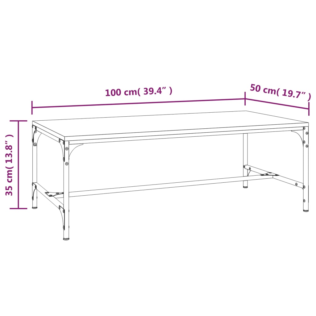 Salongbord sonoma eik 100x50x35 cm konstruert tre