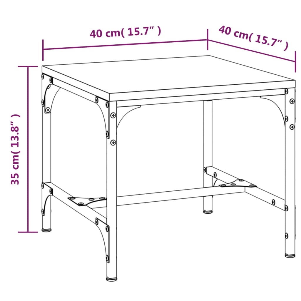 Sidebord 2 stk brun eik 40x40x35 cm konstruert tre
