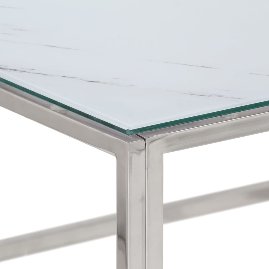 Salongbord sølv rustfritt stål og herdet glass