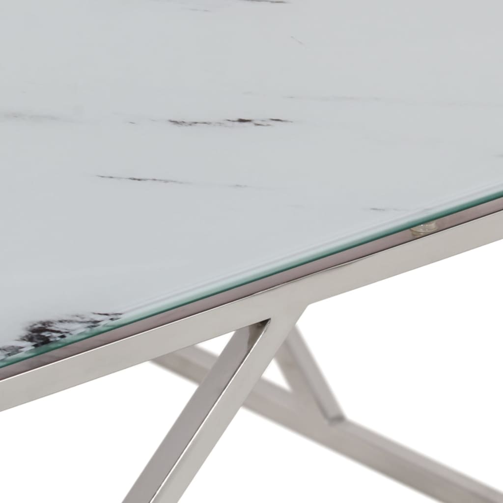 Salongbord sølv rustfritt stål og herdet glass