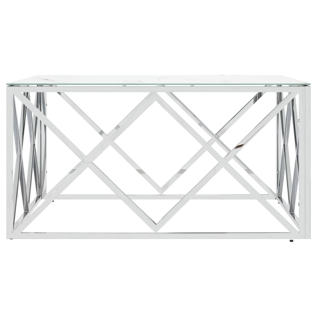 Salongbord sølv 80x80x40 cm rustfritt stål og glass