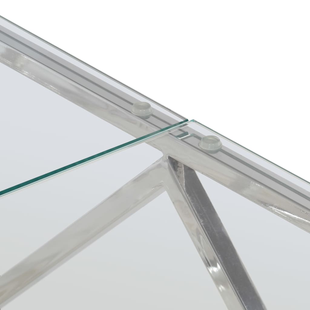 Salongbord sølv rustfritt stål og herdet glass