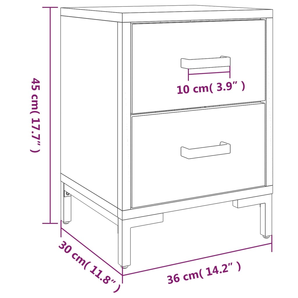 Nattbord brun 36x30x45 cm heltre furu